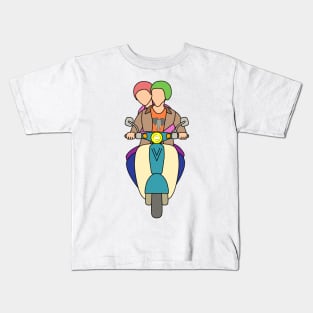 Anonymous couple on a scooter Kids T-Shirt